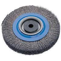 Crimped Wire Bench Wheel Brush, 6" Dia., 0.0118" Fill, 1/2" - 1-1/4" Arbor Superchem Industries