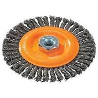 Brosse &agrave; fils nou&eacute;s pour cordons de soudure, Dia. 4", Fils 0,02", Arbre 5/8"-11, Acier Superchem Industries