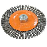 Brosse &agrave; fils nou&eacute;s pour cordons de soudure, Dia. 6", Fils 0,02", Arbre 5/8"-11, Acier Superchem Industries