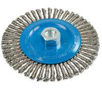 Brosse &agrave; fils &eacute;troits nou&eacute;s et torsad&eacute;s, Dia. 6", Fils 0,02", Arbre 5/8"-11, Aluminium/Acier inoxydable Superchem Industries