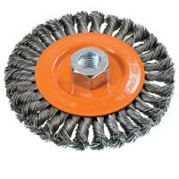 Wide Knotted Wire Wheel Brush, 5" Dia., 0.02" Fill, 5/8"-11 Arbor, Steel Superchem Industries