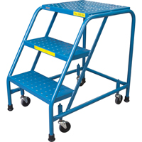 Rolling Step Ladder, 3 Steps, 18" Step Width, 28" Platform Height, Steel Superchem Industries