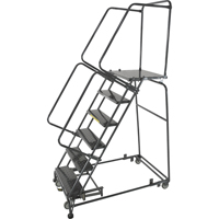 Weight Actuated Lockstep Rolling Ladders, 5 Steps, 24" Step Width, 50" Platform Height, Steel Superchem Industries