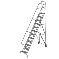 &eacute;chelles roulantes en acier, 12 marches, Largeur de la marche 16", Hauteur de la plateforme 120", Acier Superchem Industries