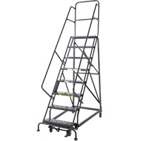 &eacute;chelles roulantes robustes, 8 marches, Largeur de la marche 24", Hauteur de la plateforme 80", Acier Superchem Industries