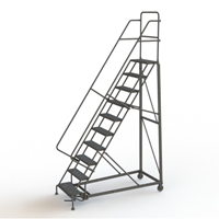 &eacute;chelles roulantes robustes, 10 marches, Largeur de la marche 24", Hauteur de la plateforme 100", Acier Superchem Industries