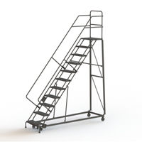 Heavy Duty Safety Slope Ladder, 11 Steps, Serrated, 50° Incline, 110" High Superchem Industries