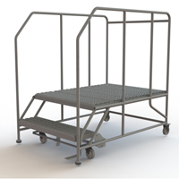 Plateforme de travail mobile, Acier, 2 Marches, 20" ha, 48" p, 36" Marche, Stri&eacute; Superchem Industries