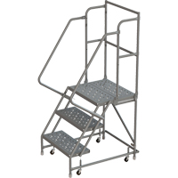 Deep Top Step Rolling Ladder, 3 Steps, 16" Step Width, 30" Platform Height, Steel Superchem Industries