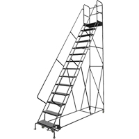 Deep Top Step Rolling Ladder, 14 Steps, 24" Step Width, 140" Platform Height, Steel Superchem Industries