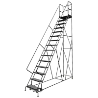 Deep Top Step Rolling Ladder, 15 Steps, 24" Step Width, 150" Platform Height, Steel Superchem Industries