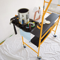 nsemble d'&eacute;chafaudage &agrave; montant de s&eacute;curit&eacute; & tablette pour outils de 4' Jobsite Series, Cadre Acier, 49-1/2" p x 57-3/4" h Superchem Industries