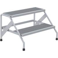 Aluminum Step Stand, 2 Step(s), 32-13/16" W x 24-9/16" L x 20" H, 500 lbs. Capacity Superchem Industries
