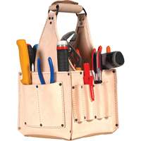 Porte-outils pour &eacute;lectricien et travaux d'entretien, Cuir, 17 pochettes, Beige Superchem Industries