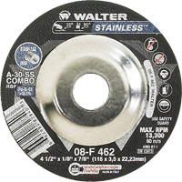 Depressed Centre Grinding Wheels - Stainless Type 27, 4-1/2" x 1/8", 7/8" Arbor, Type 27 Superchem Industries