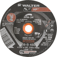 HP Spin-On Grinding Wheel, 4-1/2" x 1/4", 5/8"-11 Arbor, Type 27S Superchem Industries