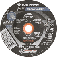 Depressed Centre Grinding Wheels - Stainless Type 27, 4-1/2" x 1/4", 5/8"-11 Arbor, Type 27S Superchem Industries