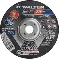 Zip Cutting and Grinding Wheel, 3" x 1/13", 3/8" Arbor, Type 27, 60 Grit, Aluminum Oxide Superchem Industries