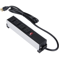 Indoor Brushed Aluminum Power Bar, 4 Outlet(s), 6' Superchem Industries