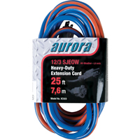 TPE-Rubber Extension Cord With Light Indicator, All-Weather, SJEOW, 12/3 AWG, 15 A, 25' Superchem Industries