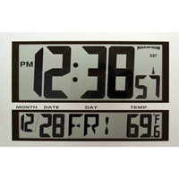 Jumbo Clock, Digital, Battery Operated, 16.5" W x 1.7" D x 11" H, Silver XD075 | Superchem Industries