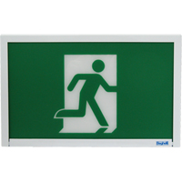 Running Man Exit Sign, LED, Battery Operated, 12" L x 7 1/2" W, Pictogram Superchem Industries