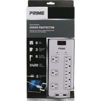 Limiteurs de surtension avec chargeur USB, 8 Prises, 2400 J, 1875 W, Cordon 6' Superchem Industries