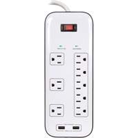 Limiteurs de surtension avec chargeur USB, 8 Prises, 2400 J, 1875 W, Cordon 6' Superchem Industries