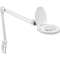 LED Magnifier with A-Bracket, 3 Diopter, LED Light, 47" Arm, C-Clamp, White Superchem Industries