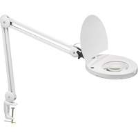 Adjustable Magnifier Lamp, 5 Diopter, LED Light, 47" Arm, C-Clamp, White Superchem Industries