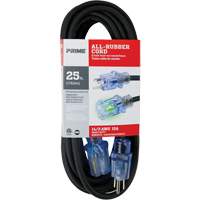 All-Rubber Extension Cord, Outdoor, SJOOW, 14/3 AWG, 15 A, 25' Superchem Industries