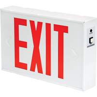 Exit Sign, LED, Battery Operated/Hardwired, 12-1/5" L x 7-1/2" W, English Superchem Industries