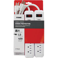 Surge Protector 2-Pack, 6 Outlets, 400 J, 1875 W, 1.5' Cord XJ247 | Superchem Industries