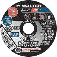 Zip™ Cut-Off Wheel, 2" x 1/16", 5/16" Arbor, Type 1, Aluminum Oxide, 5100 RPM YC582 | Superchem Industries